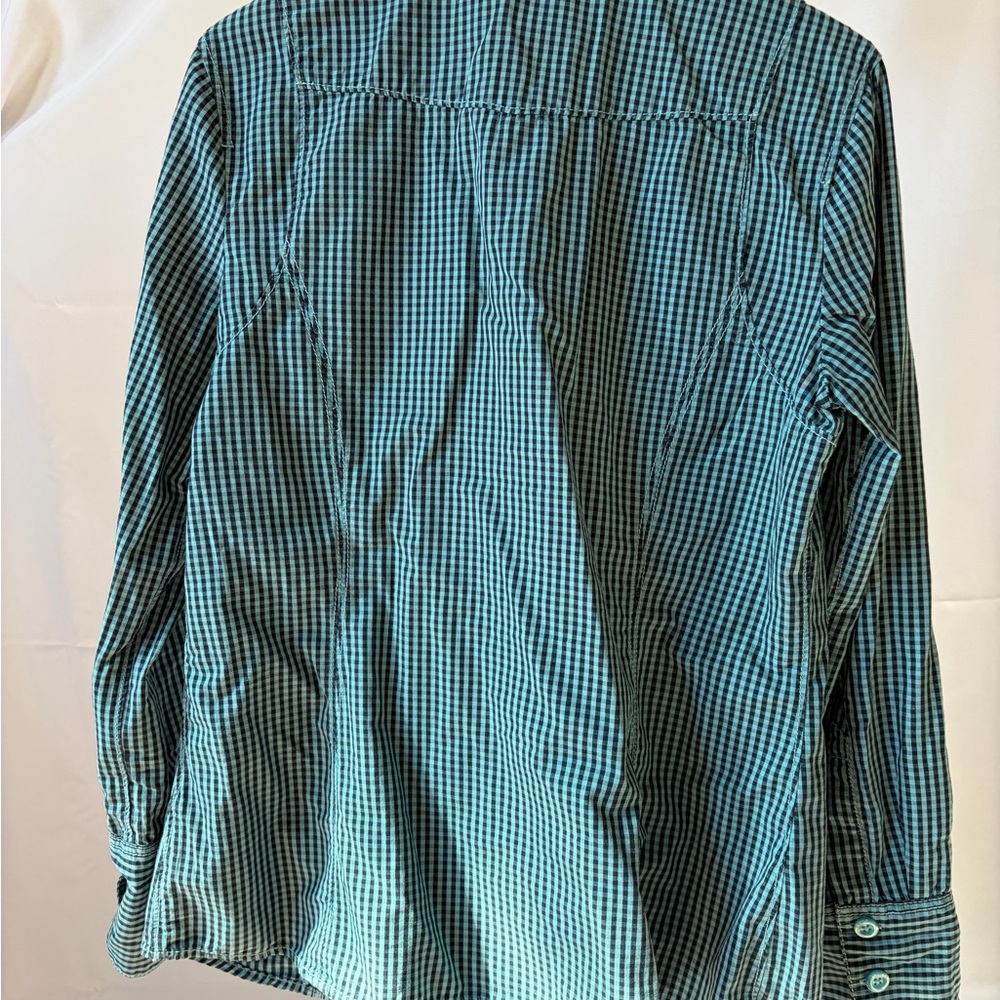Esprit Teal Checkered Button Down Shirt